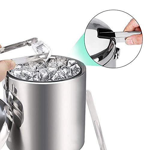Sailnovo Ice Bucket, Double-Wall Stainless Steel Insulated Ice Buckets with Lid and Ice Tong, Ideal for Cocktail Bar, Part...