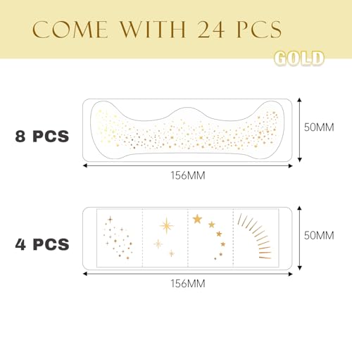 Glitter Freckles, 24PCS Glitter Freckles Face Tattoo, Sparkle Freckles for Women, Waterproof Gold Temporary Face Tattoos G...
