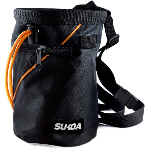 Chalk Bag for Rock Climbing - Rock Climbing Gifts Gear Accessories - Quick-Clip Belt, Large Zippered Pockets & Brush Holde...