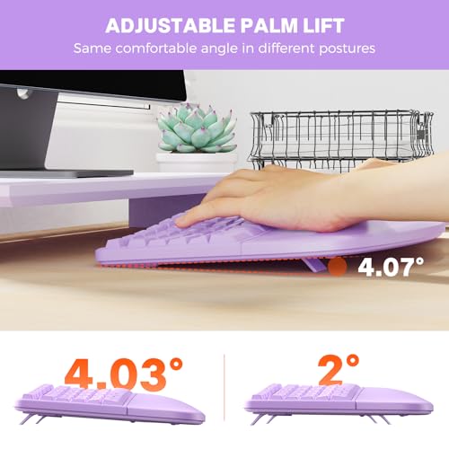 MEETION Ergonomic Keyboard and Mouse Combo, 2.4G Cordless Split Keyboard with Cushioned Palm Rest, Vertical Wireless Mouse...