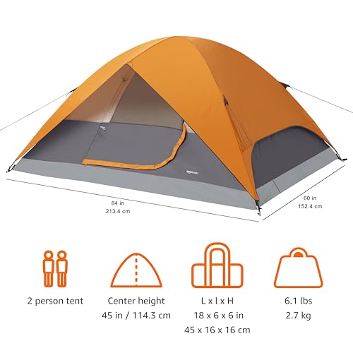 Amazon Basics Camping Tent, 3-Season Dome Design with Rainfly