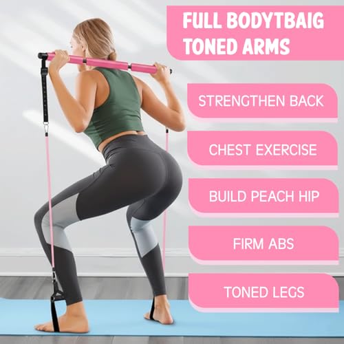 Pilates Bar Kit with Resistance Bands, Multifunctional youga bar for Women & Men – Portable Pilates Workout Equipment for ...