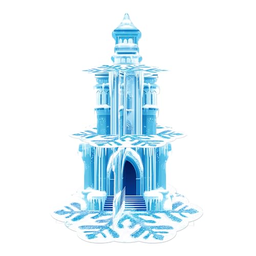 Frozen Birthday Party Decorations, 3-Tier Frozen Cupcake Stand with Snowflakes and Ice Castle Design for Winter Wonderland...