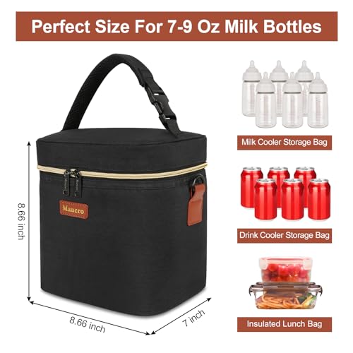 Mancro Breastmilk Cooler Bag with Ice Pack, Fits 6 Baby Bottles Up to 9 Ounce Insulated Baby Bottle Bag, Breast Milk Coole...