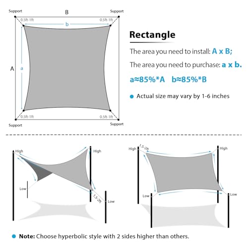Amagenix Sun Shade Sail 16'X20' Curved Edge Outdoor Shade Canopy Sand Breathable 95% UV Block Shade Cloth for Patio Garden...