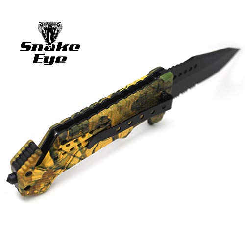 Snake Eye Tactical Survival Camo Designed Action Assisted Folding Pocket Knife Desert Camo Camping Hunting Fishing Outdoor...