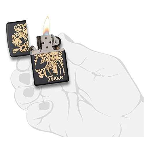 Zippo Joker Pocket Lighter, Black Matte Joker, One Size