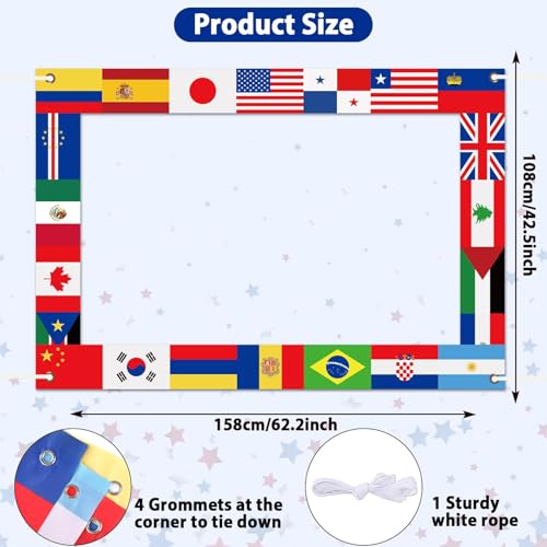 Fabric International Flag Photo Prop World Flags Photo Booth Frame International Welcome Photography Backdrop Around The W...