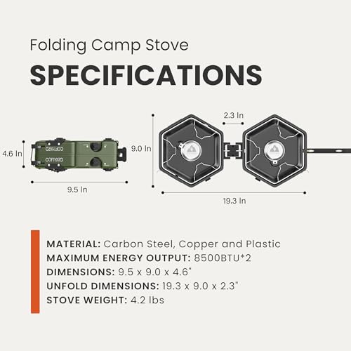 Cofiyard Propane 2-Burner Camping Stove with Carrying Bag and Gas Stove Pressure Regulator, Camping Essentials Folding Cam...