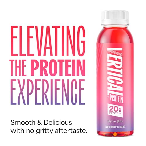 Vertical Protein Berry Blitz Ready to Drink Pack of 12, Low Calorie, Protein Water Drinks w/ 20g of Whey Isolate, Clear Nu...