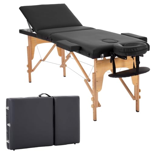 BestMassage Massage Bed Portable Massage Table 3 Folding Lash Bed Height Adjustable 24 Inch Wide Spa Table with Non-Woven ...