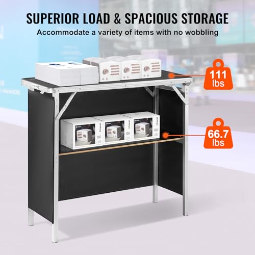 VEVOR Folding Portable Bar Table, Tradeshow Podium Table for Indoor, Outdoor, Party, Picnic, Exhibition, Includes Carrying...