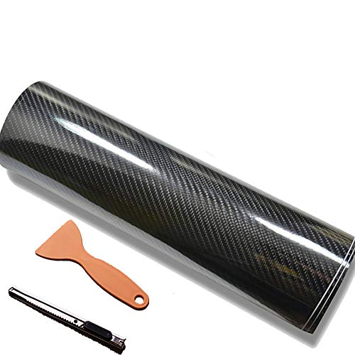 DIYAH 6D High Gloss Black Carbon Fiber Vinyl 12" x 60" / 1 FT x 5 FT Bubble Free Air Release Car Wrap Film Automotive DIY ...