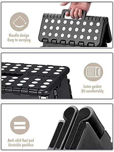 ACKO Folding Step Stool 13 inch Heavy Duty Plastic Foldable Step Stool for Kids and Adults, Small Collapsible Fold Up Step...