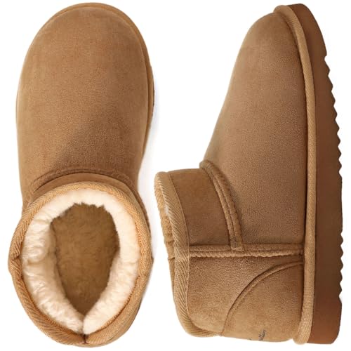 Wishcotton Women's Cozy Short Bootie Slippers, Winter Warm Hard Bottom House Shoes with Fuzzy Lining for Indoor Outdoor