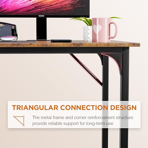 PayLessHere | 32 Inch Computer Desk | Brown | Office Desk with Metal Frame, Adjustable Feet | Water-Resistant, Scratchproo...