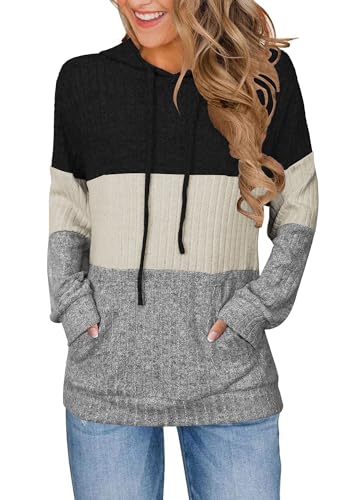 Bosmeer Hoodies for Women Casual Long Sleeve Drawstring Loose Fit Pullover Sweaters Tops for Women Trendy 2025 Fall Fashion