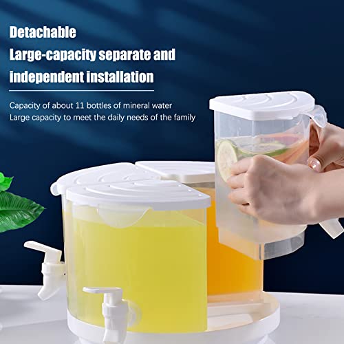 Beverage Dispenser for Fridge, 5.5 L Rotating Plastic Drink Dispenser for Fridge, 4 Compartment Cooler Bottle with Lid and...