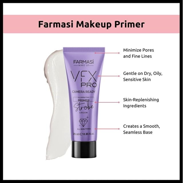 FARMASi VFX Pro Camera Ready Primer Makeup, Smoothing Face Primer, Evens the Appearance of Skin Tone & Redness, Hydrates &...