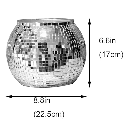 Wittolins Disco Ice Bucket for Cocktail Bar, Mirror Silver Disco Ball Decor, Retro Party Accessories, 8.8 Inch Theme Party...