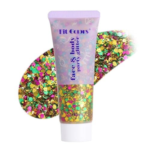 LYNEMOGA Golden Green Face Body Glitter Stick, Carnival Hair Glitter Stick for Women, Shiny and Long-wear Sequins Glitter ...