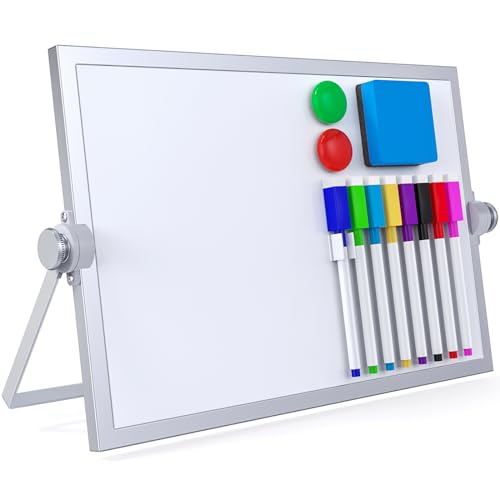 Laokiiy Small Dry Erase White Board, Magnetic Desktop Whiteboard with Stand, Dry Eease Board Mini Easel Double Sided on Ta...