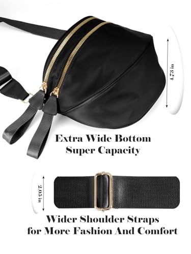 Pure Colour Crossbody Bag Bum Bag for Women,Spacious Purse Fanny Packs Belt Bag,Oversized Bum Bag (Colour Bum Bag-Black)