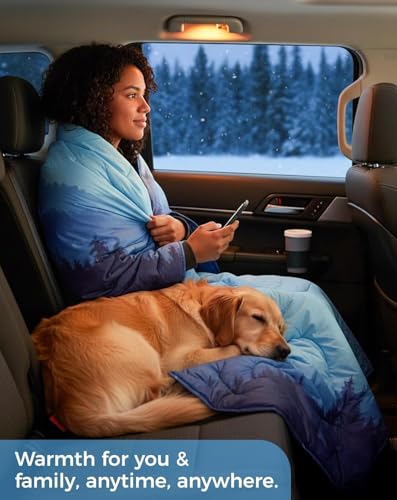 KingCamp Ultralight Camping Blanket, Packable Down Alternative Puffy Printed Wearable Blanket with Snap Buttons & Corner L...