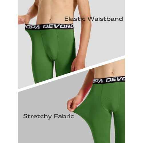 DEVOROPA Boys Leggings Quick Dry Youth Compression Pants Sports Tights Basketball Base Layer