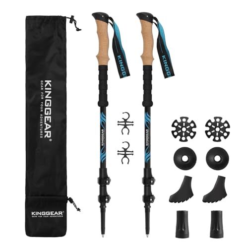 KINGGEAR TPC 100% Carbon Fiber Hiking Poles, Telescopic Retractable Nordic Trekking Poles, Ultra Lightweight Nordic Walkin...