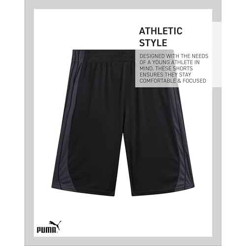 PUMA Boys Athletic Shorts - Quick Dry Breathable Interlock Performance Boys Basketball Shorts with Pockets (Sizes: 4-20)