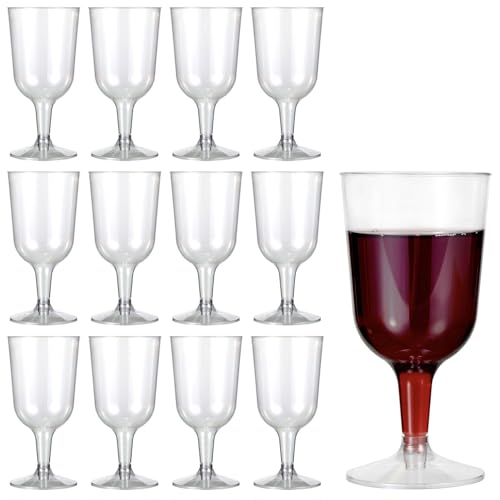 MATANA 12 Premium Plastic Wine Glasses (6 oz) - Hard Plastic Wine Glass for Cocktails, Dessert, Wine Tasting - Reusable Wi...