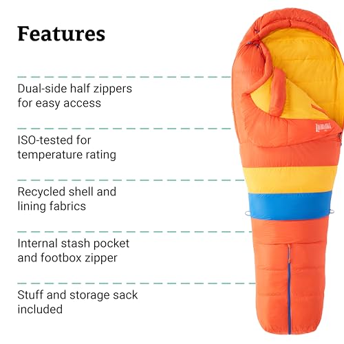 MARMOT Men's Always Summer 40° Sleeping Bag, 650 Fill Down for Camping & Backpacking
