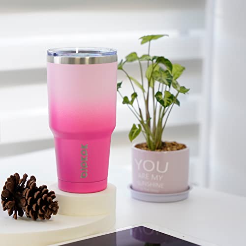 BJPKPK 30oz Stainless Steel Tumbler Color Block Insulated Tumblers Cup with Lid and Straw, Double Walled Travel Coffee Mu...