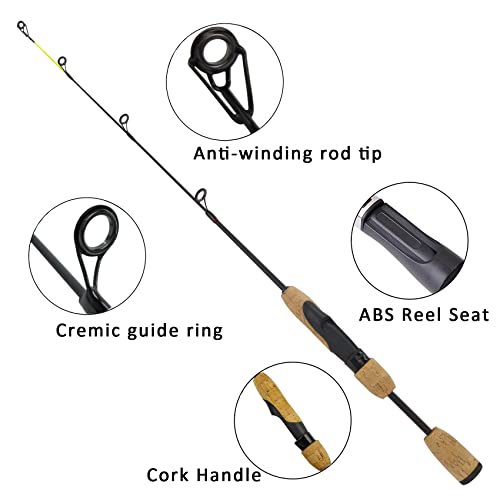 Aventik Ultralight Ice Fishing Rod and Reel Combo 26/28/30/32 inch Medium Light Fast Action Multi-Species Ice Fishing Comb...