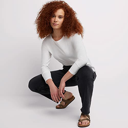 Hanes Womens Originals Long Sleeve Cotton T-Shirt, Lightweight Crewneck Tee, Modern Fit