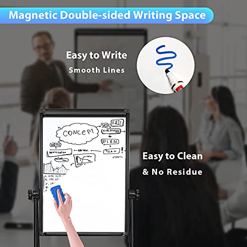 Stand White Board - 40x28 Magnetic Dry Erase Board Flipchart Board Double Sided Easel Board Portable Whiteboard for Classr...