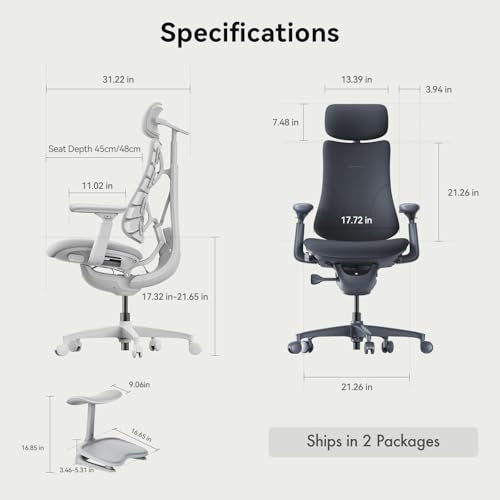 LiberNovo Dynamic Ergonomic Desk Chair + StepSync Footrest Bundle - Comfy Home Office Chair with Adaptive Lumbar Support, ...