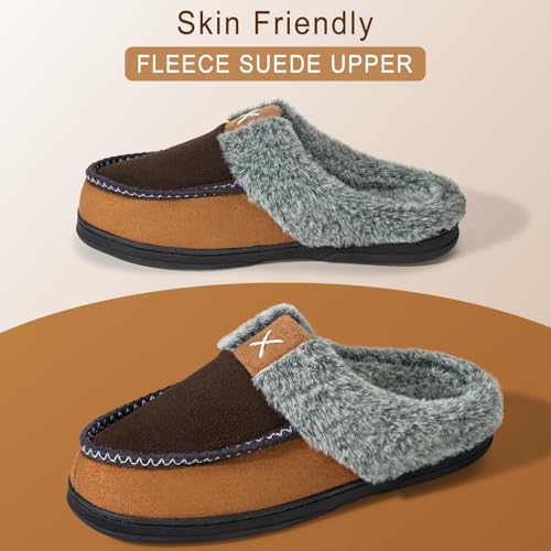 Homitem Mens Slippers Moccasins Memory Foam Fuzzy Slippers for Men Wool-Like Plush Fleece Lined House Shoes Indoor Outdoor...