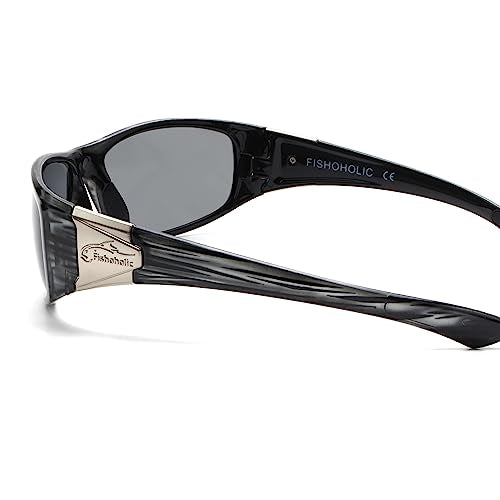 Fishoholic Polarized Fishing Sunglasses with Metal Logo UV400 Fishing Gift with Hard Case and Pouch