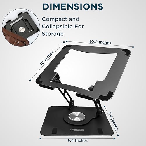 Uncaged Ergonomics Swivel Laptop Stand for Desk, Adjustable Computer iPad Stand for Desk w/ 360 Rotation, Portable Laptop ...