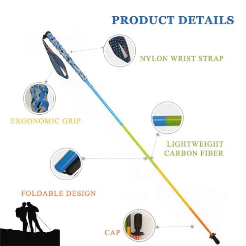 OKHEALING Trekking Poles Ultralight Carbon Fiber Folding Trekking Poles Set of 2, Hiking Poles with Moisture Wicking Handl...