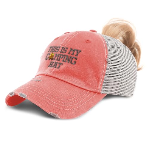 Speedy Pros Ponytail Cap Women's Baseball Cap Embroidered This My Camping Hat Embroidery Cotton
