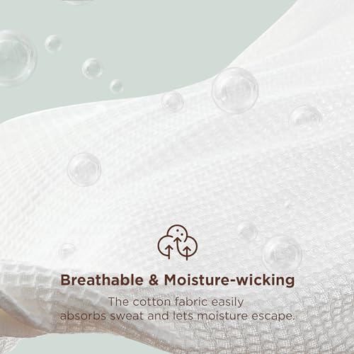 Bedsure Gentlesoft 100% Cotton Blanket Queen Size for Bed - Breathable and Soft for Spring Summer, Thick Cozy Waffle Weave...