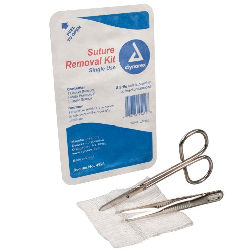 Dynarex Suture Removal Kits, Sterile, Acts as a Staple and Suture Extractor for a Near Painless Experience, Includes Litta...