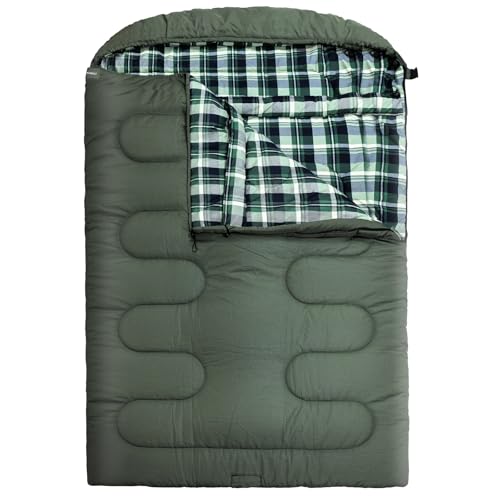 WKFAMOUT 0 Degree Double Sleeping Bag for Adults Queen Size 2 Person Sleeping Bag for Cold Weather with Compression Sack f...