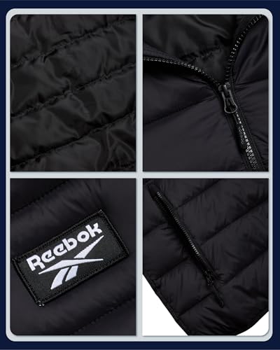 Reebok Mens Puffer Jacket - Lightweight Quilted Glacier Shield Plus Size Puffer Jackets for Men - Insulated Mens Winter Coats