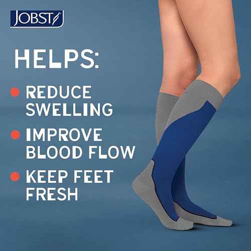 JOBST Sport Knee High 20-30 mmHg Compression Socks, Black/Cool Black, Large