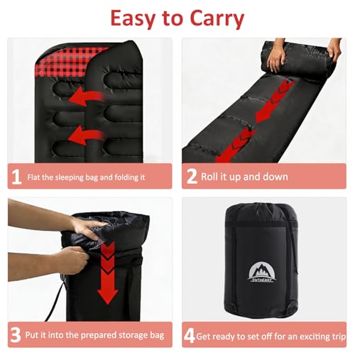 Swtmerry Double Sleeping Bag for Adults with 2 Pillows, Big & Tall Queen Size XL Sleeping Bag for 2 Person, Waterproof & L...