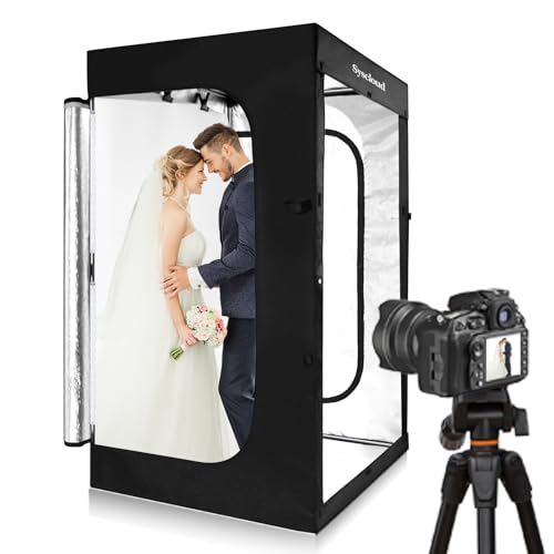 SYSCLOUD Photo Studio Light Box, 47"x39"x78" Professional Dimmable Shooting Tent Kit with 640 LEDs Lights & 3 Kinds Doubl...